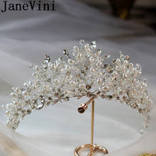 JaneVini Boho Pearls Bride Headpieces Crystal Bridal Tiaras White Silver Wedding Hairbands Women Beauty Pageant Hair Accessories 2024 - buy cheap