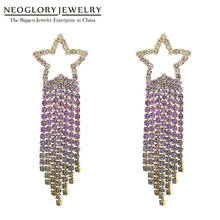 Neoglory Rhinestone Multicolor Shooting Star Drop Earrings For Women Purple/Champagne Charm Ear Accessories Gift For Girlfriend 2024 - buy cheap