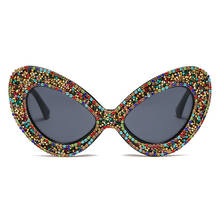 FENCHI-gafas de sol con diseño de ojo de gato para mujer, lentes de sol femeninas de gran tamaño, de lujo, con brillo, 2021 2024 - compra barato