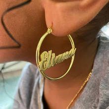 Custom Personalized Name Earrings For Women Aretes De Mujer Stainless Steel Big Circle Round Oorbellen Voor Vrouwen  Jewelry BFF 2024 - buy cheap