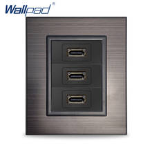 Wallpad-Toma de corriente de pared, Panel de acero inoxidable negro, compatible con HDMI, AC 110 ~ 250V, 3 uds. 2024 - compra barato