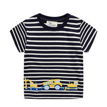 Jumping Meters New Summer Stripe Boys T shirts Fashion Cars Embroidery Baby Cotton Tops Hot Tees 2024 - buy cheap