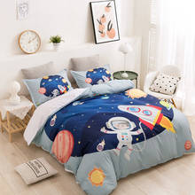 Conjunto de cama 3d com padrão espaço astronauta, roupa de cama tamanho duplo queen king presente para crianças 2024 - compre barato