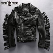 Chaqueta de cuero de vaca estilo Punk para hombre, abrigo corto de lujo con cremallera y solapa, estilo motero y motocicleta, informal, para fiesta, 100% 2024 - compra barato