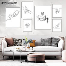 Cuadro de lienzo abstracto para bebé, dibujo de líneas, personaje, manos y pies, póster e impresiones, decoración para las paredes del salón Nordic HD en blanco y negro lienzo 2024 - compra barato