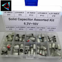 100 peças 10 valores capacitor sólido kit sortido 6.3v ~ 16v 100uf ~ 1500uf com caixa capacitores componentes eletrônicos 2024 - compre barato
