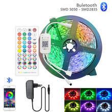 Bluetooth 5 м 10 м 15 м светодиодный ленточный светильник 5050 SMD 2835 гибкая лента RGB Диодная лента DC 12V Bluetooth контроль luces LED украшение 2024 - купить недорого
