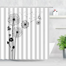 3D Black Dandelion Shower Curtains Waterproof Fabric Bath Screen Modern Plant Flowers Simple Art Home Decor Bathroom Curtain Set 2024 - buy cheap