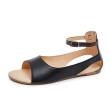 Zzpohe sandálias femininas de salto baixo, sapatos de couro macio, em tamanho grande, para o verão 2024 - compre barato