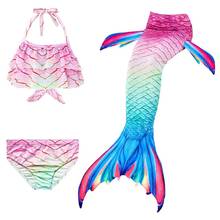Disfraz de sirena para niños y niñas, traje de baño de 3 piezas sin aletas, monoaleta, para nadar, para la playa 2024 - compra barato