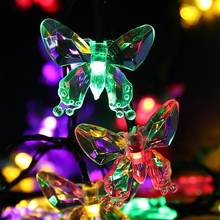 Solar Power 30 LED Butterfly Shape  Outdoor Garden Yard Snowflake Pompons String Light Xmas Party Lamp free shpping 2024 - buy cheap