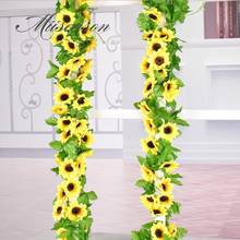 230cm Fake Silk Sunflower Ivy Vine Artificial Flowers With Green Leaves Hanging Garland Garden Fences Home Wedding Decoration 2024 - buy cheap