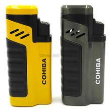 Cohiba Metal 4 Torch Jet Flame Cigar Cigarette Tobacco Lighter Refillable With Punch Smoking Tool Accessories Portable Gift Box 2024 - buy cheap