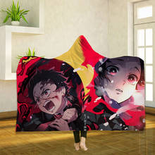 Anime Demon Slayer 3D Printing Throw Hooded Blanket Wearable Warm Fleece Bedding Office Quilts Soft Adults Travel 07 2024 - buy cheap