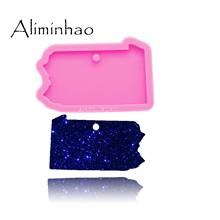 DY0224 Shiny Pennsylvania mold Silicone Molds DIY United States State Map resin epoxy keychains Mould custom keychain 2024 - buy cheap