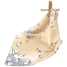 Lenço de seda pura feminino bandana lenço de cabelo feminino flor lenço de seda natural quadrado bandana pescoço lenço mangnolia 2024 - compre barato