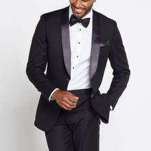 Smoking preto casamento estilo formal duas peças terno masculino de negócios customizado jaqueta calça 2018 2024 - compre barato