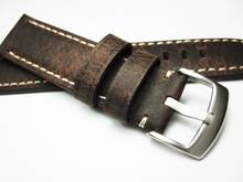 Correa de reloj Retro para hombre, pulsera de cuero genuino de alta calidad, de sección de línea gruesa, 20, 21, 22 y 24mm 2024 - compra barato