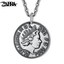 ZABRA 2 Vintage Coin Pendant For Men Women Real Solid 925 Sterling Silver Statement Jewelry Hiphop Rock Gift Fashion 2024 - buy cheap