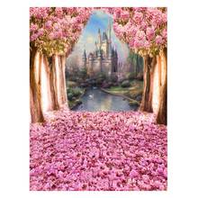 7X5Ft Photography Background Fantasy Castle Theme Pink Cherry Blossom Photo Studio Background Cloth for Party Photo 2024 - buy cheap