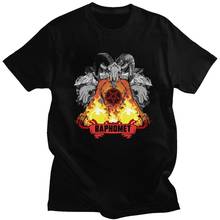 Бафомет скрытую дьявол сатана футболка Для мужчин хлопковая футболка с короткими рукавами Графический демон сатанинская пентаграмма футболка с изображением козла Топ Harajuku футболка 2024 - купить недорого