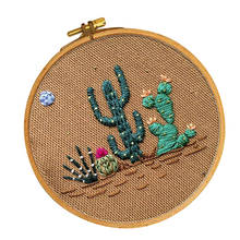 Kits de punto de cruz con patrón de Cactus, Kit de bordado con aro de bordado, para principiantes, principiantes, artesanías 2024 - compra barato