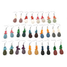 8Seasons 1Pair Fashion Multicolor Natural Lava Rock Drop Earrings Silver Color Metal For Women Party Dangle Earrings Jewelry 2024 - buy cheap