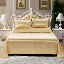 Lençol de cama de cetim de seda, capa de colchão de luxo, king size, cetim, macio, com corda elástica, têxtil para casa 2024 - compre barato