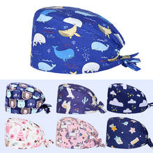 Whale Sales Print Scrub Cap Working Skull Hat Unisex 100% Cotton Beautician Pet Work Tieback Inner Sweatband Work Caps 2024 - buy cheap