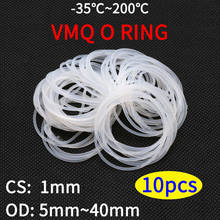 Уплотнительное кольцо VMQ, 10 шт., уплотнительная прокладка, толщина CS, 1 мм, внешний диаметр 5 ~ 40 мм, изолированная силиконовая резина, водонепроницаемая шайба круглой формы, белая, Нетоксичная 2024 - купить недорого