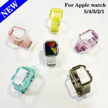 Novo cinto esportivo transparente para apple watch 6 se band series 1 2 3 4 5 6 capa de borracha para iwatch strap 38mm 40mm 42mm 44mm 2024 - compre barato