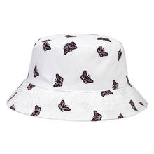 New Korean Unisex Summer Foldable Bucket Hat White Harajuku Butterfly Printed Fisherman's Hat Outdoor Sun Fishing Panama Hats 2024 - buy cheap