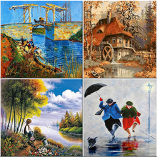 Pinturas a óleo por números menino e velho casal na chuva paisagem pintura em tela suprimentos de arte para decoração de casa presentes exclusivos 2024 - compre barato