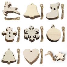 10pcs Wood Slices Christmas Tree Hanging Ornaments Snowflake Tree Wooden Pendant Decoration Xmas Accessories Arts Crafts C2493 2024 - buy cheap