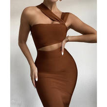 Vestido ceñido marrón con escote triangular para mujer, traje Sexy a la moda para mujer, vestido elegante de noche para fiesta y Club, novedad de verano 2021 2024 - compra barato