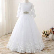 White Lace Flower Girls Dresses For Wedding Pleated Ruffles Girls First Communion Dresses Girls Special Occasion Dresses 2024 - buy cheap