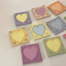 Korean Ins Colorful Love Memo Pad Creative 50 Sheets Square Kawaii Stationery Beautiful Message Paper Student Notepad 10 Colors 2024 - buy cheap