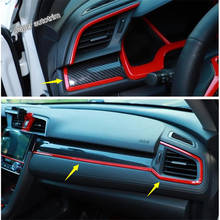 Lapetus Front Center Control Dashboard Stripe Panel Cover Trim Fit For Honda Civic 2016 2017 2018 2019 2020 ABS Carbon Fiber 2024 - buy cheap