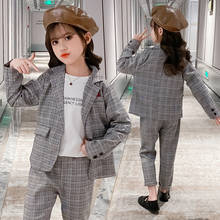 Girls Clothes Set  2020 Autumn Winter Plaid Jackets + Long Pants Kids Clothes Children Clothing Suits Teenage 5 7 8 9 10 12 Year 2024 - buy cheap