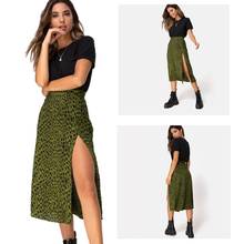 Fashion Leopard Print Skirts Women High Waist Midi Skirt Summer Ladies Sexy Split Wrap Skirt 2024 - buy cheap