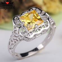 Flower Design Women Fashion Jewelry AAA yellow Zircon Cz solid 925 anillos silver Engagement Wedding Band Ring Sz 6-10 2024 - buy cheap