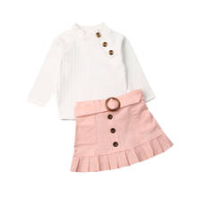 Elegant Kids Baby Girl Clothes Sets Buttons White Blouse+Ruffles Mini Skirts 2Pcs Princes Kids Girl Autumn Winter Outfits 1-6Y 2024 - buy cheap