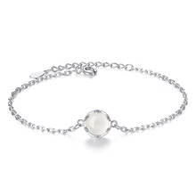 ModaOne Simple 925 Sterling Silver Chain Bracelets Chalcedony Moonlight Stone Bracelets & Bangles For Women pulseira 2024 - buy cheap