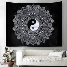 Tapiz de Mandala de Yin Yang para decoración del hogar, tapiz colgante de pared negro con estampado en caliente, tapices de tela, manta, toalla de playa 2024 - compra barato