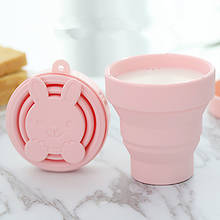 Милая Складная чашка с кроликом, креативная портативная силиконовая Выдвижная чашка карамельного цвета, мягкие чашки для путешествий, кемпинга, воды 2024 - купить недорого
