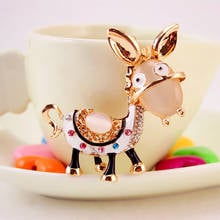 XDPQQ cartoon cute little donkey keychain female bag accessories opal drop oil metal rhinestone keychain 2024 - buy cheap