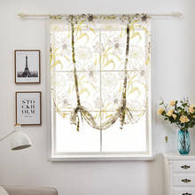 Cortinas transparentes de globo Pastoral para sala de estar, cortina romana Floral, de tul, cortina corta americana, cenefa de ventana 2024 - compra barato
