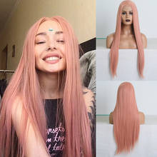 Charisma Long Straight Hair Pink Wigs Natural Hairline Synthetic Lace Front Wig Cosplay Wigs for Women Lace Wig 2024 - buy cheap