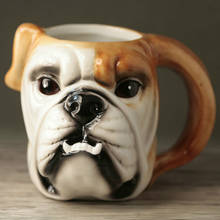 Taza de café de Animal estéreo 3D de 200ml, vaso de Bulldog bonito pintado a mano, vaso de cerámica de dibujos animados creativos, vaso de regalo de cumpleaños 2024 - compra barato