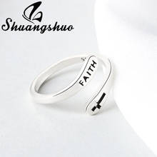 Shuangshuo-Anillo de apertura de Cruz geométrica clásica para hombre y mujer, joya de fe religiosa, regalo de joyería cristiano a la moda 2024 - compra barato